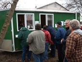 Bidders waiting to register for an auction in Grandville Michigan